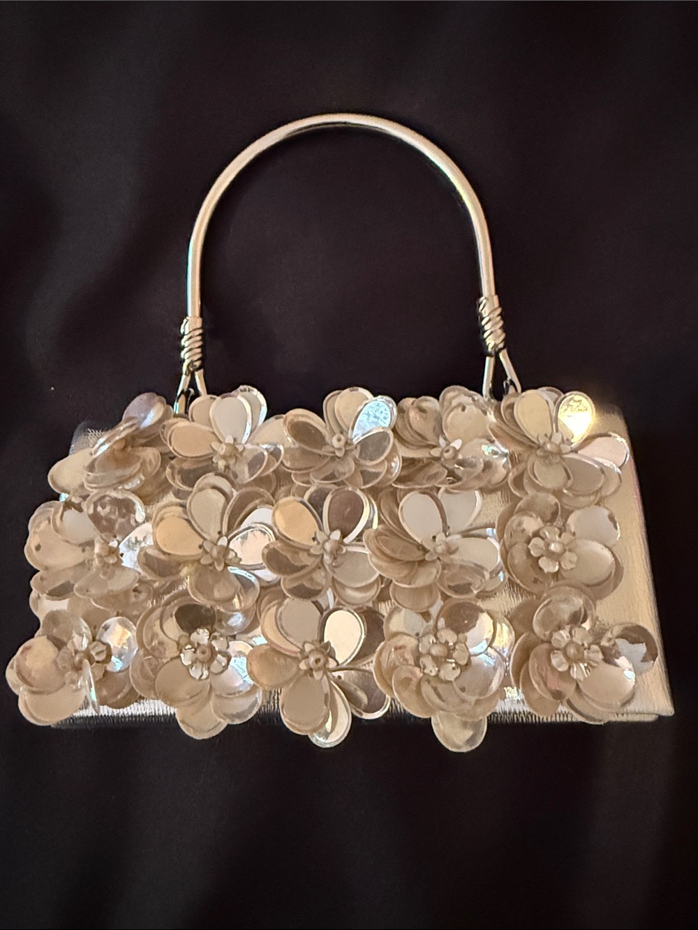 Elegant Floral Embellished Evening Bag - Ivory Great Condition!